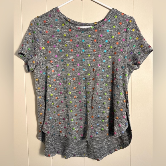 Love, Fire Girls XL Gray Multi-colored Polka dot High-low Brushed Knit Tee - Picture 1 of 7